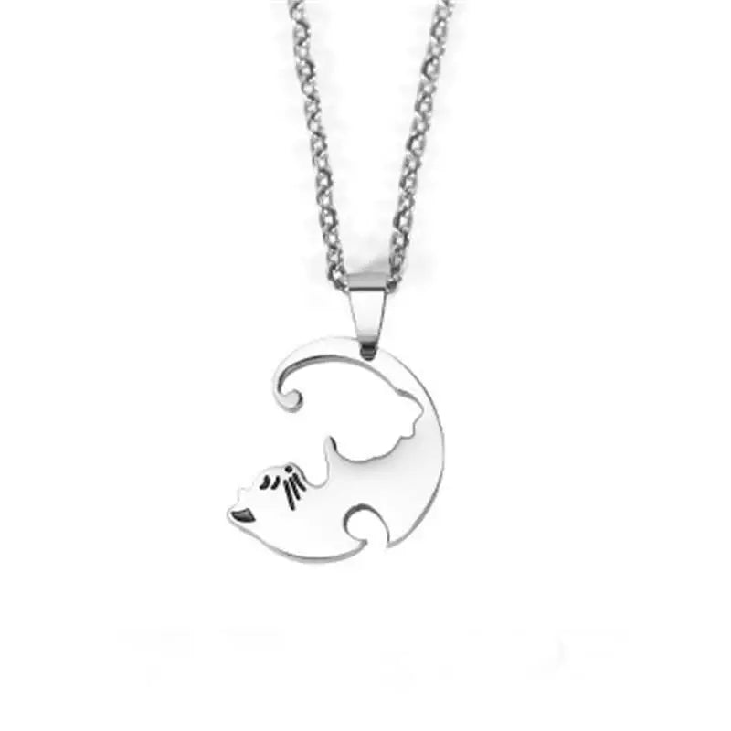 Kindred Whiskers Heart Pendant – Black & White Duo