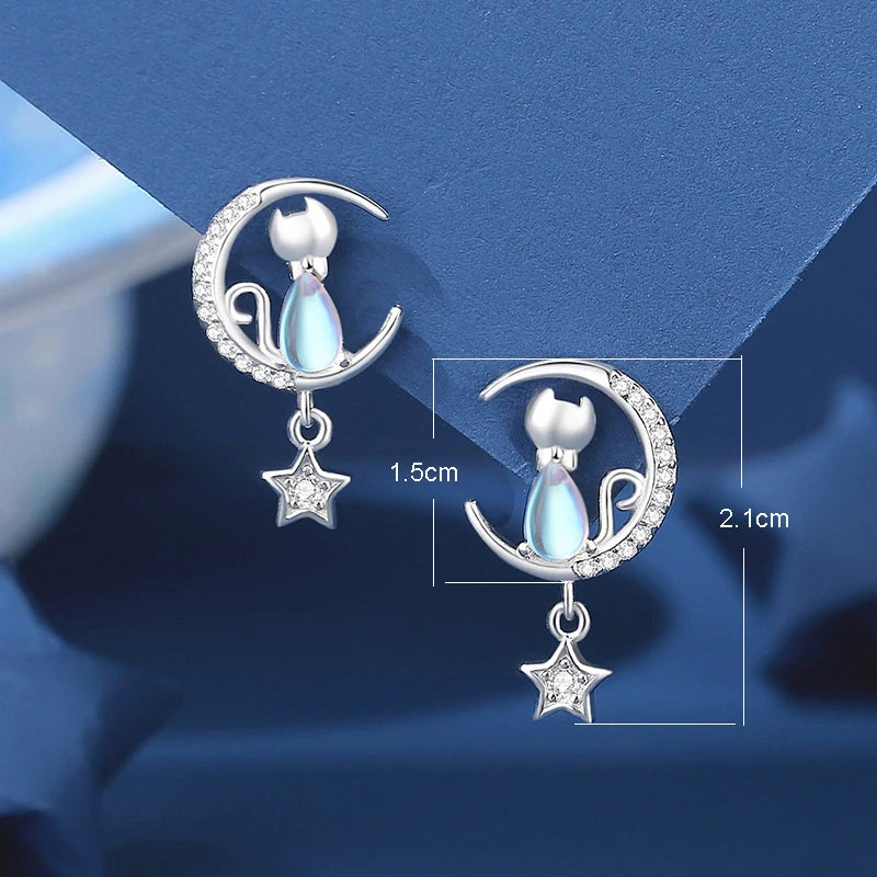 Moonlit Whiskers — Cat & Crescent Studs
