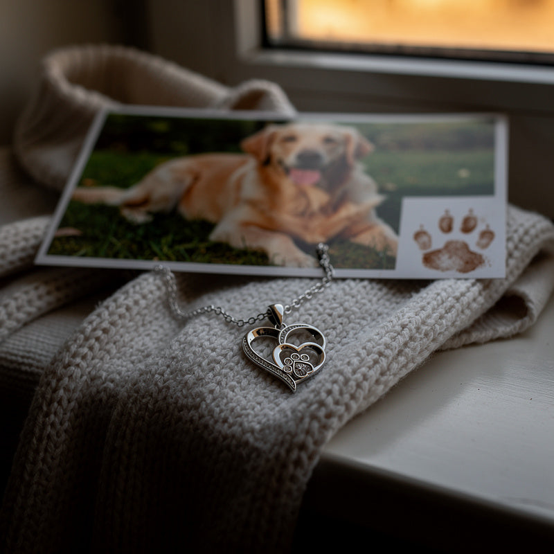 Forever Close Paw Heart Necklace