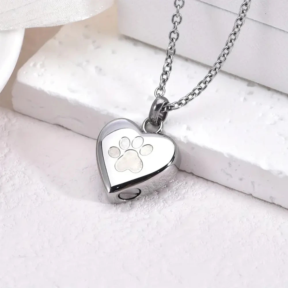 Pawprints In My Heart™ Ashes Necklace – Memorial Paw Heart Pendant