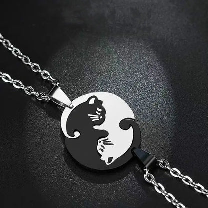 Kindred Whiskers Heart Pendant – Black & White Duo