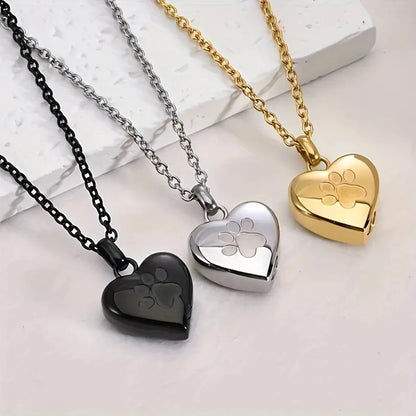 Pawprints In My Heart™ Ashes Necklace – Memorial Paw Heart Pendant