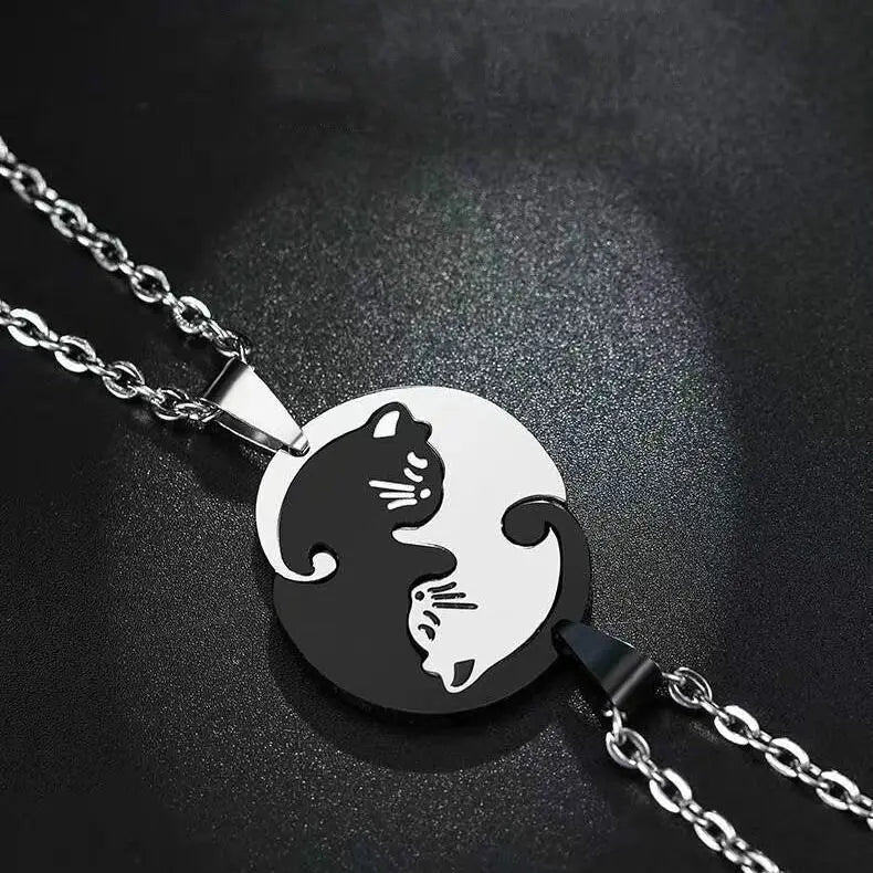 Kindred Whiskers Heart Pendant – Black & White Duo