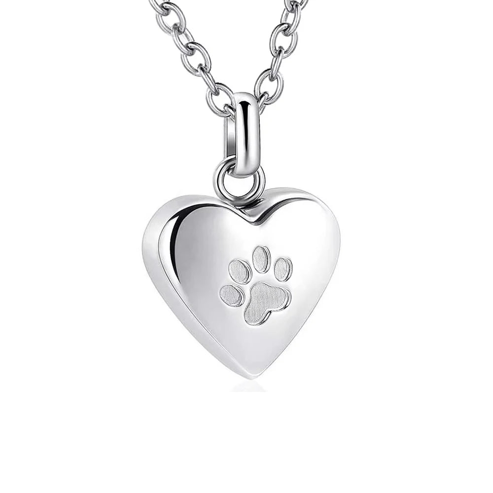 Pawprints In My Heart™ Ashes Necklace – Memorial Paw Heart Pendant