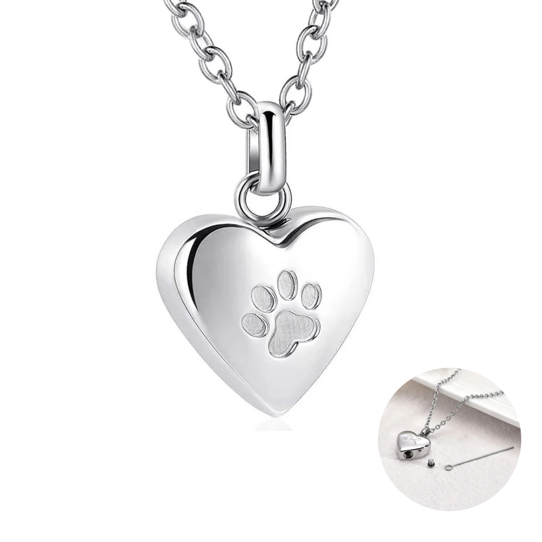Pawprints In My Heart™ Ashes Necklace – Memorial Paw Heart Pendant