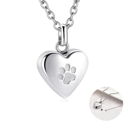 Pawprints In My Heart™ Ashes Necklace – Memorial Paw Heart Pendant